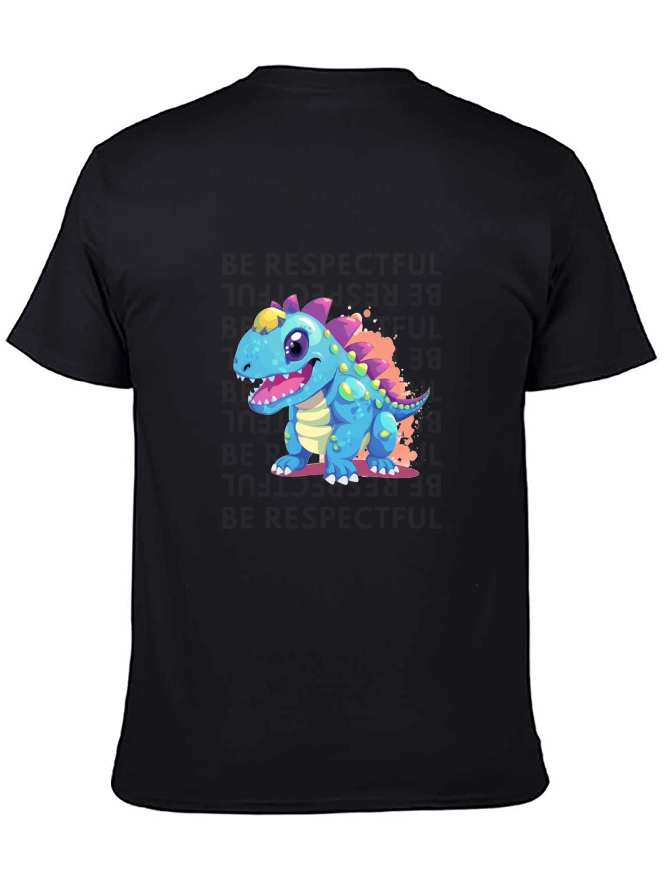 Black Cartoon Dinosaur Graphic Tee - Fun & Unique! view 4