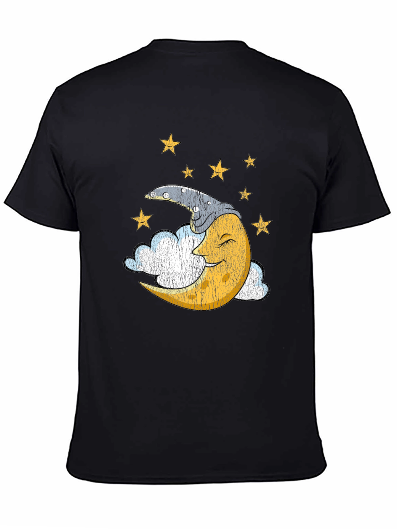 Black Sleepy Moon Graphic T-Shirt - Dreamy Celestial Design view 4