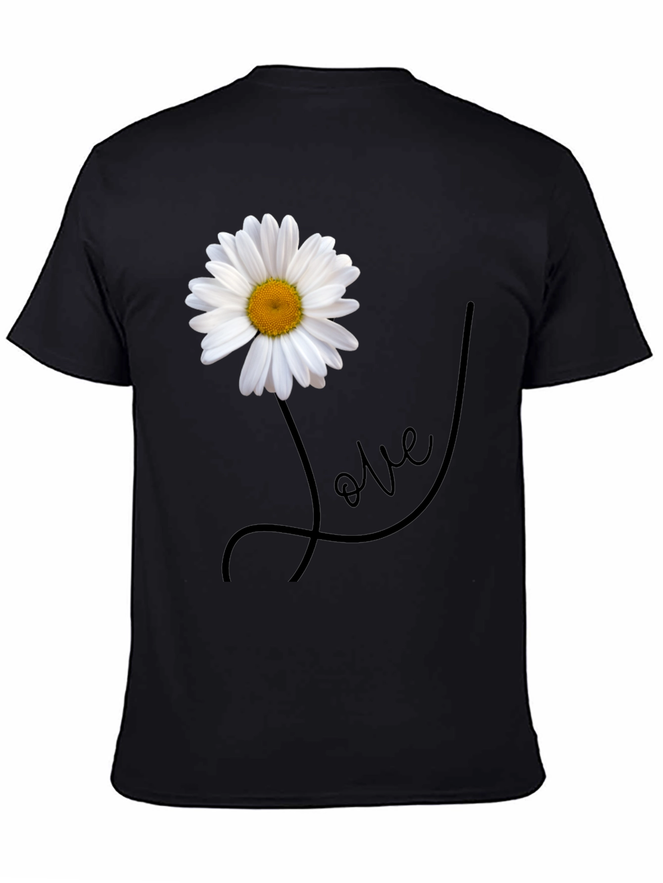 Black Daisy Love Graphic Tee - Stylish Men's Black T-Shirt view 4