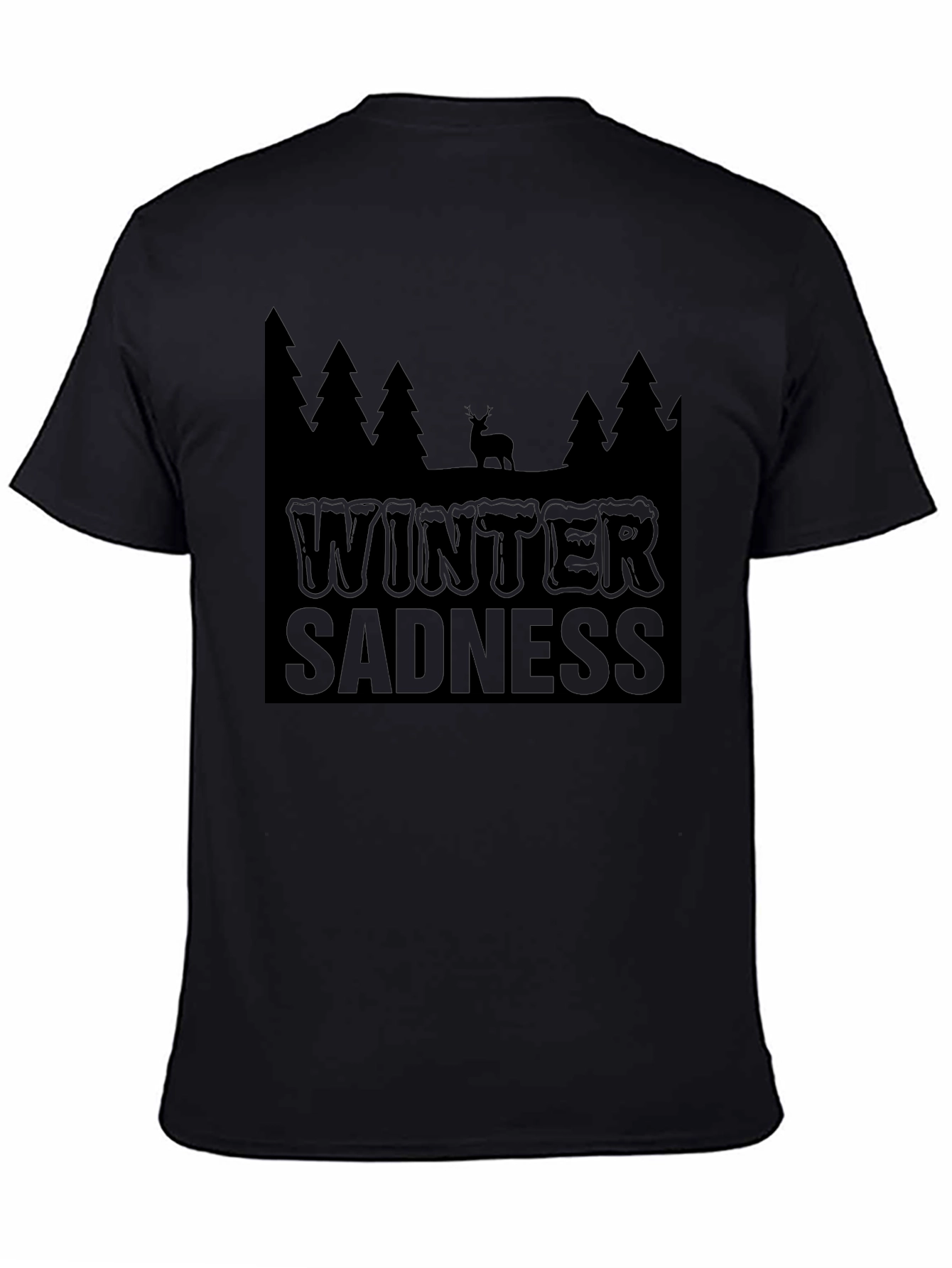 Black Winter Sadness Black Graphic T-Shirt view 4