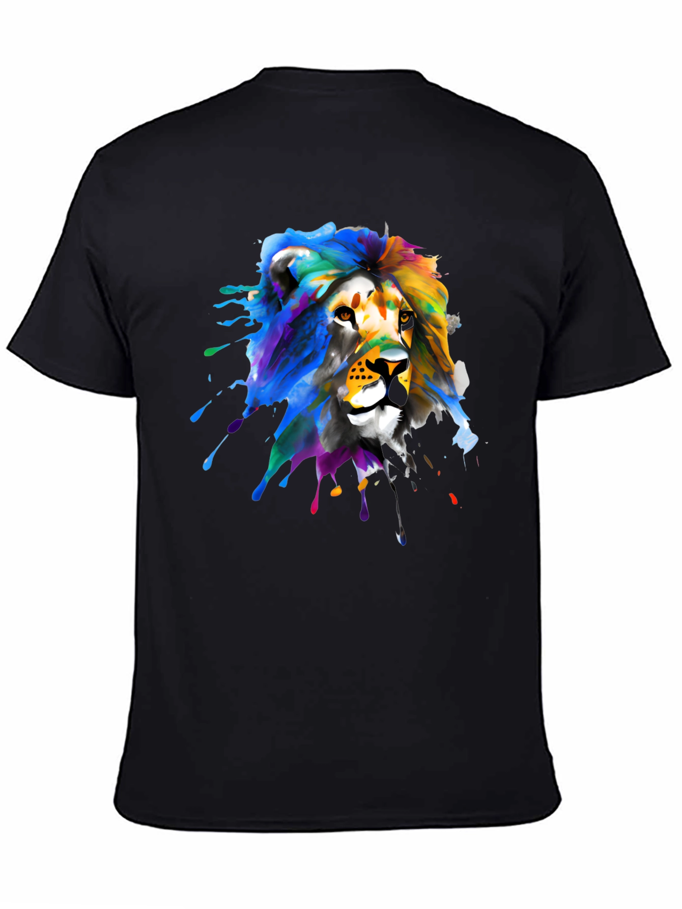 Black Lion Splatter Graphic Black T-Shirt view 4