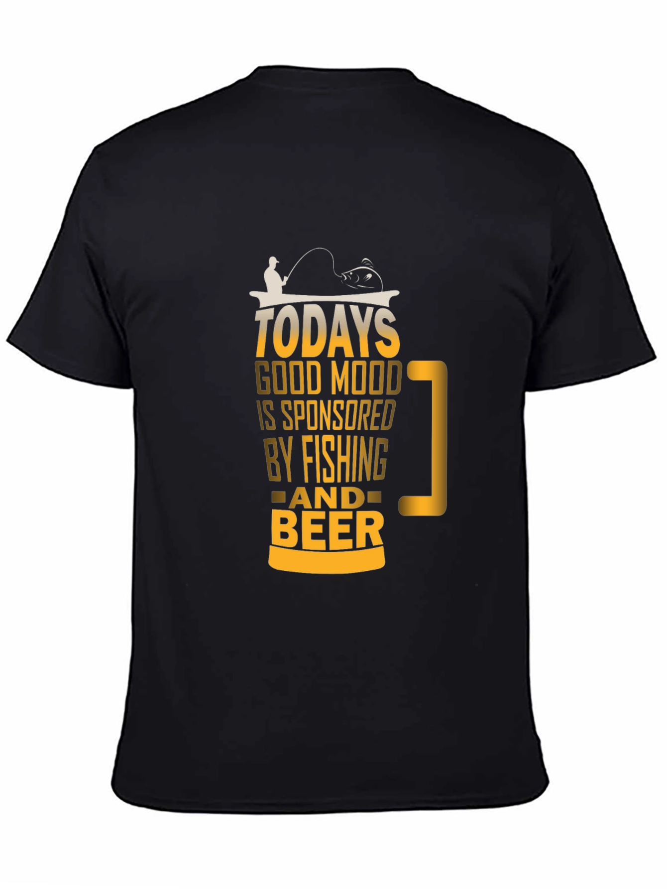 Black Fishing and Beer T-Shirt - Today's Good Mood view 4