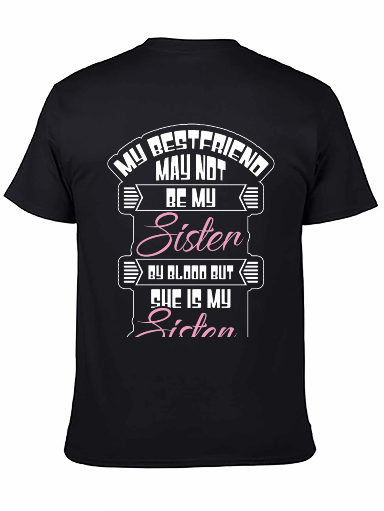 Black Bestfriend Sister Graphic Tee - Black Cotton Blend T-Shirt view 4