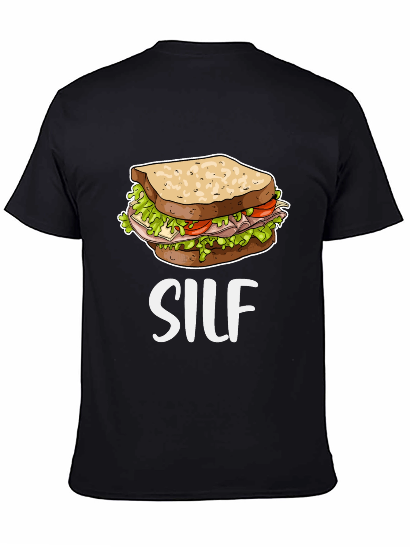 Black SILF Sandwich Funny T-Shirt view 4