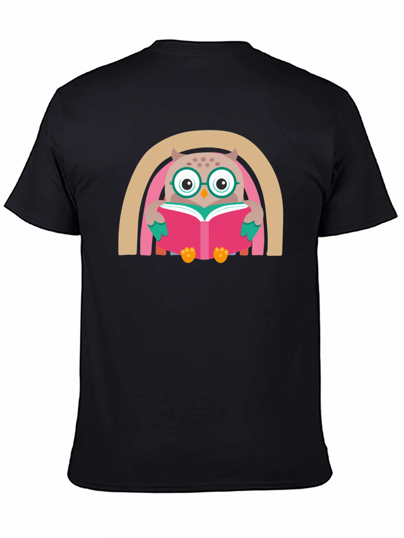 Black Owl Reading Book Graphic T-Shirt view 4
