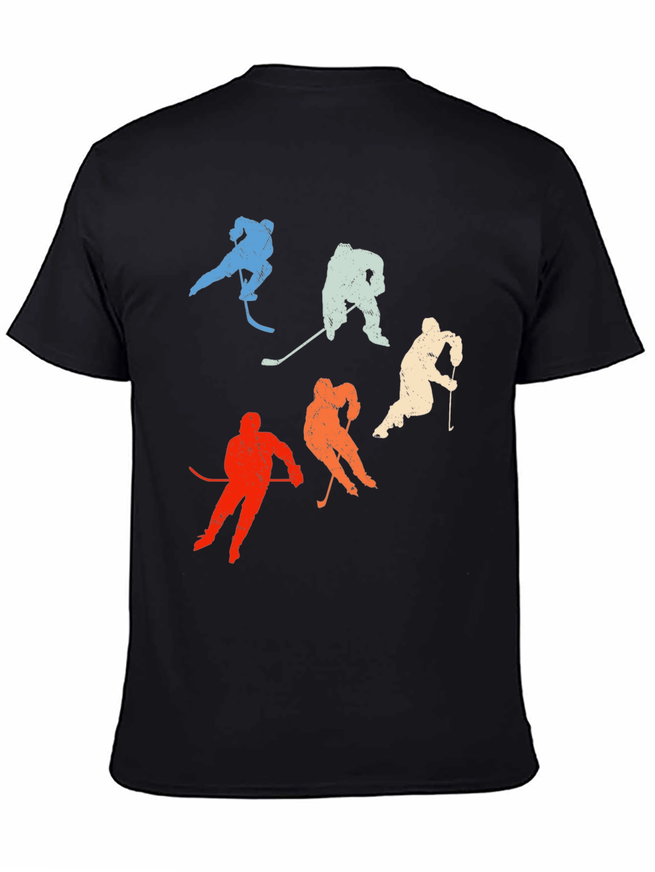 Black Retro Hockey Player T-Shirt - Vintage Style view 4