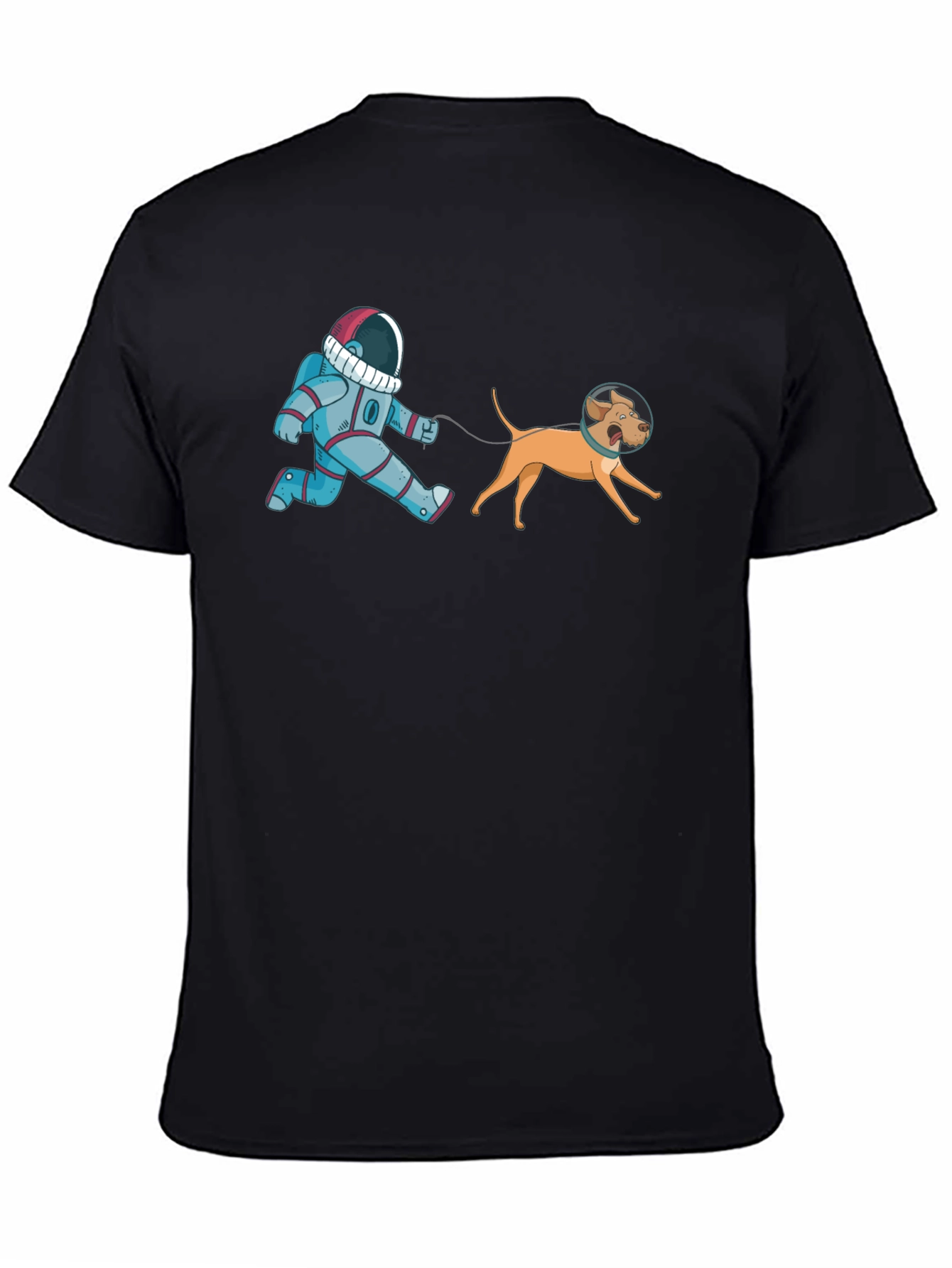 Black Astronaut Dog Walk T-Shirt - Space Adventure Tee view 4