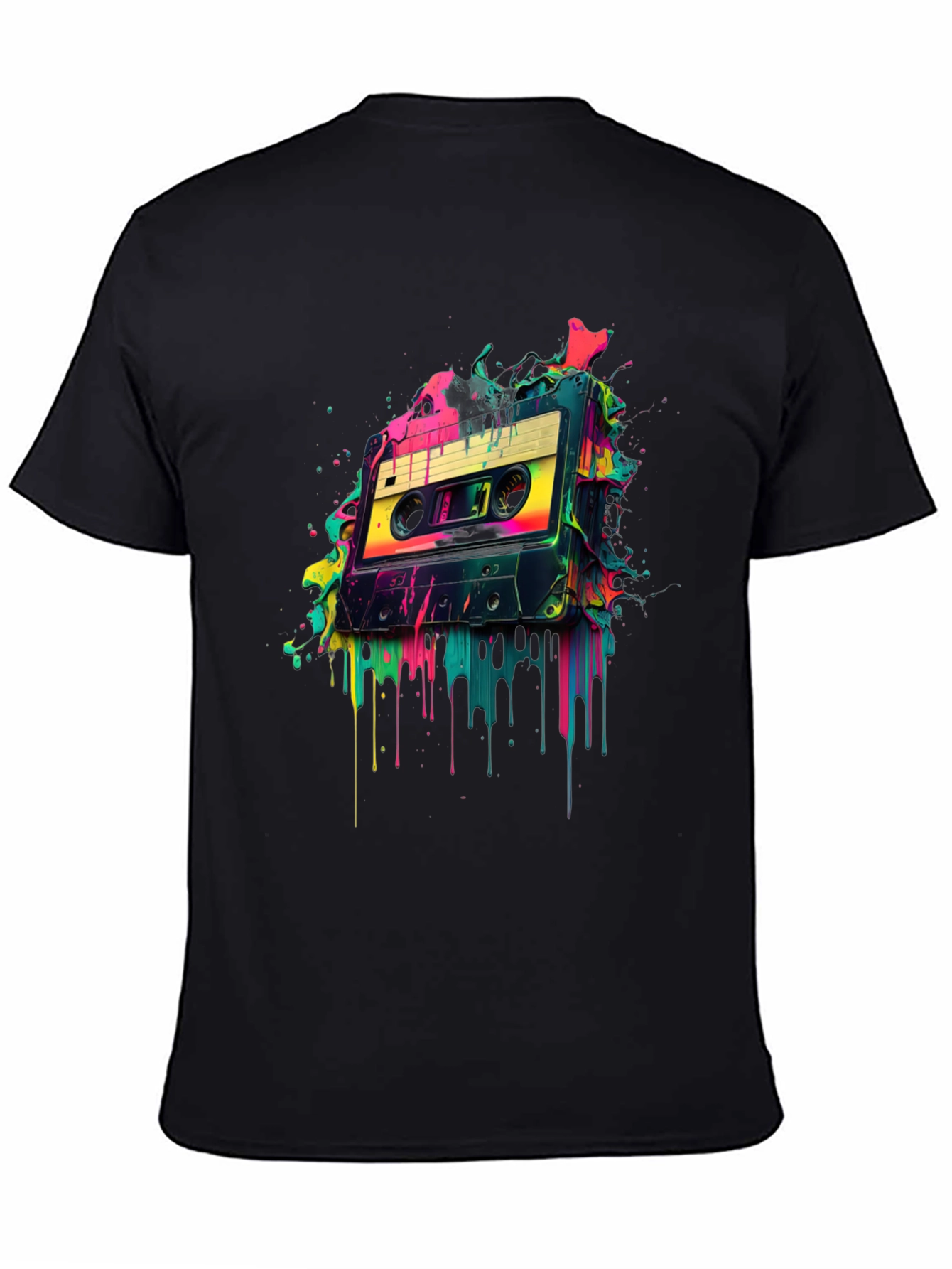 Black Retro Cassette Tape Graphic Tee - 80s Vibes view 4