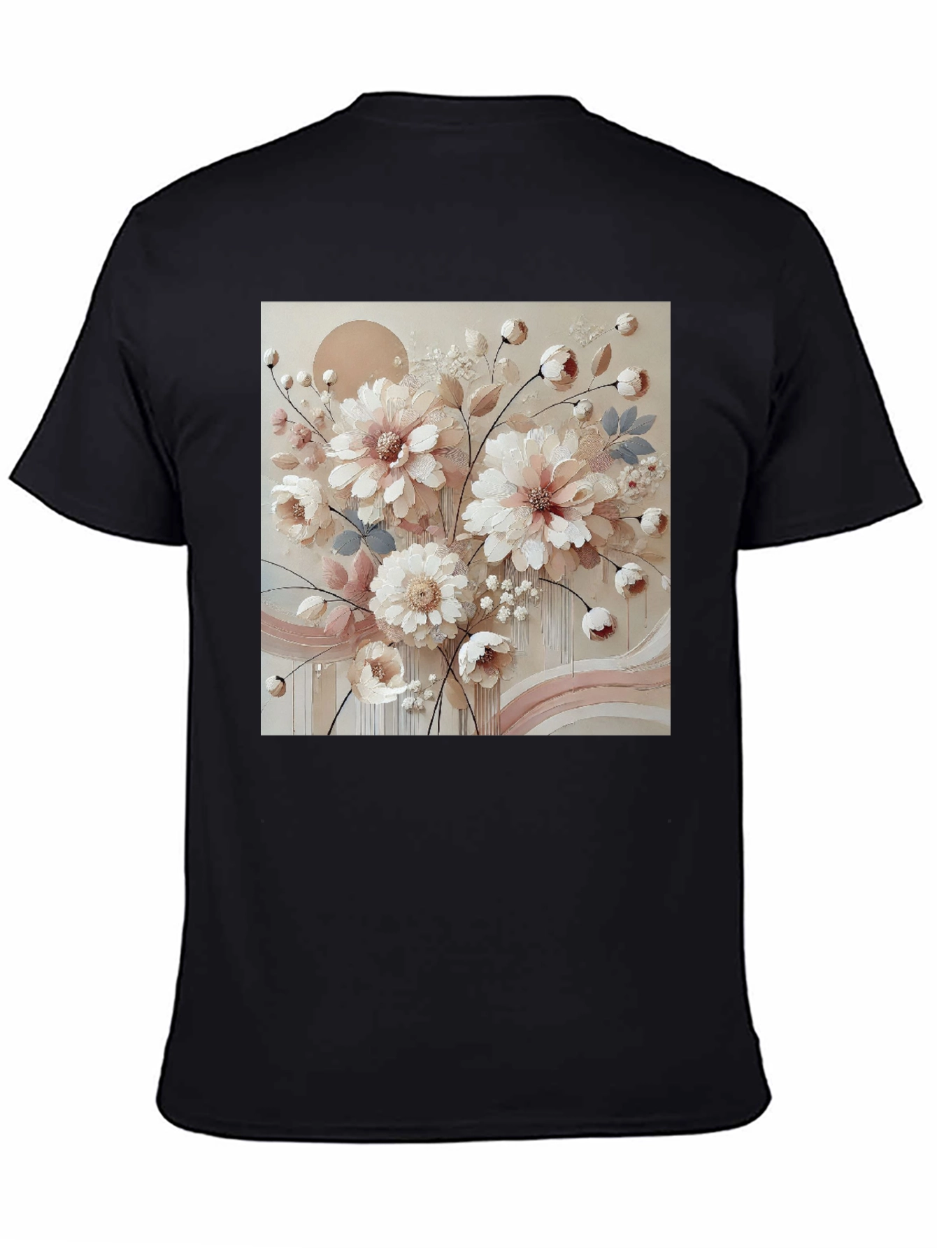Black Floral Art Graphic Tee - Soft & Stylish view 4