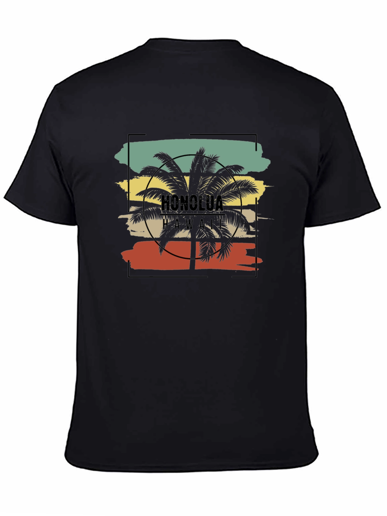Black Honolulu Hawaii Palm Tree Graphic Tee view 4