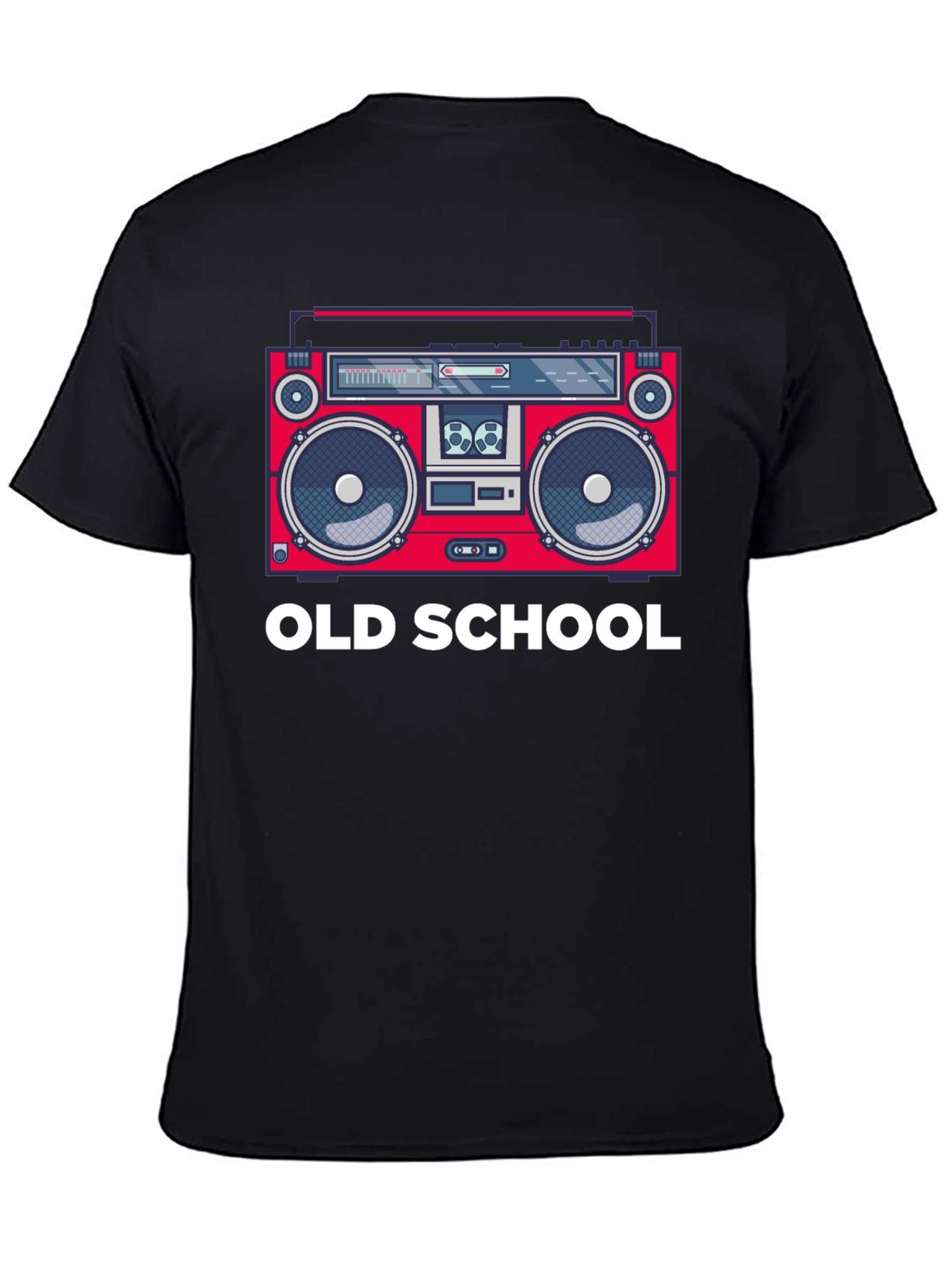 Black Old School Boombox Graphic T-Shirt view 4