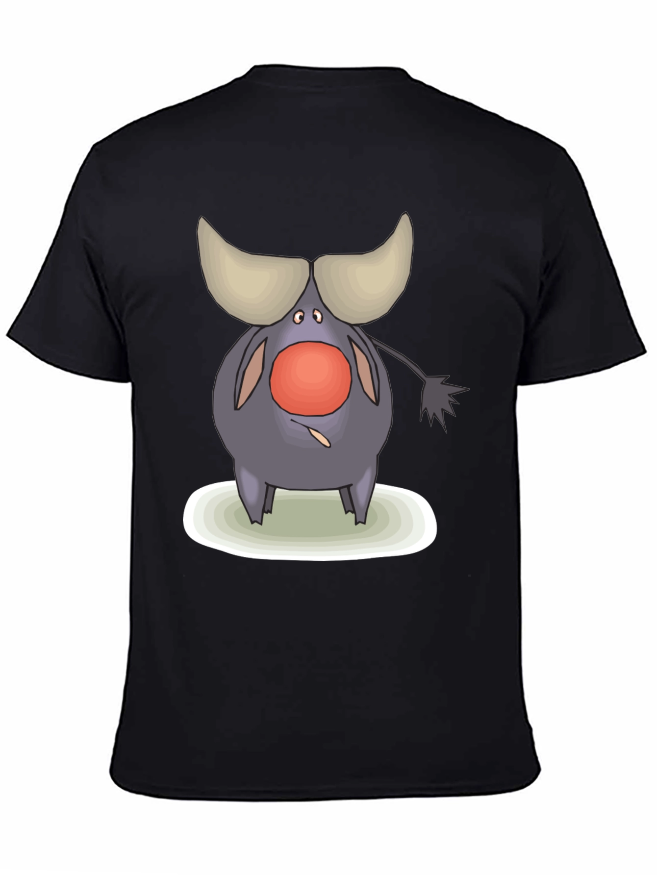 Black Cartoon Buffalo Graphic Tee - Black Cotton Comfort view 4