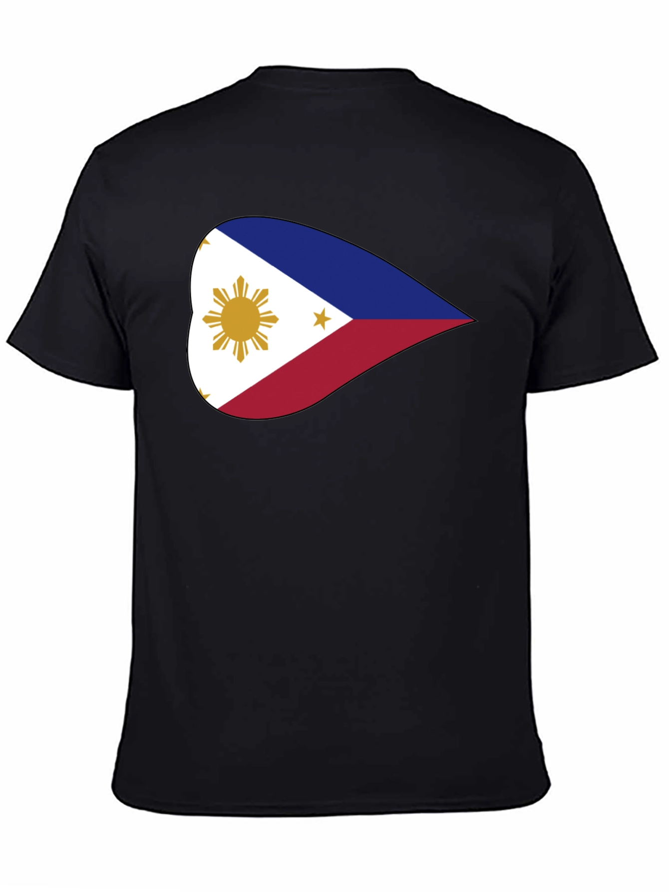 Black Philippine Flag Heart Graphic Black T-Shirt view 4