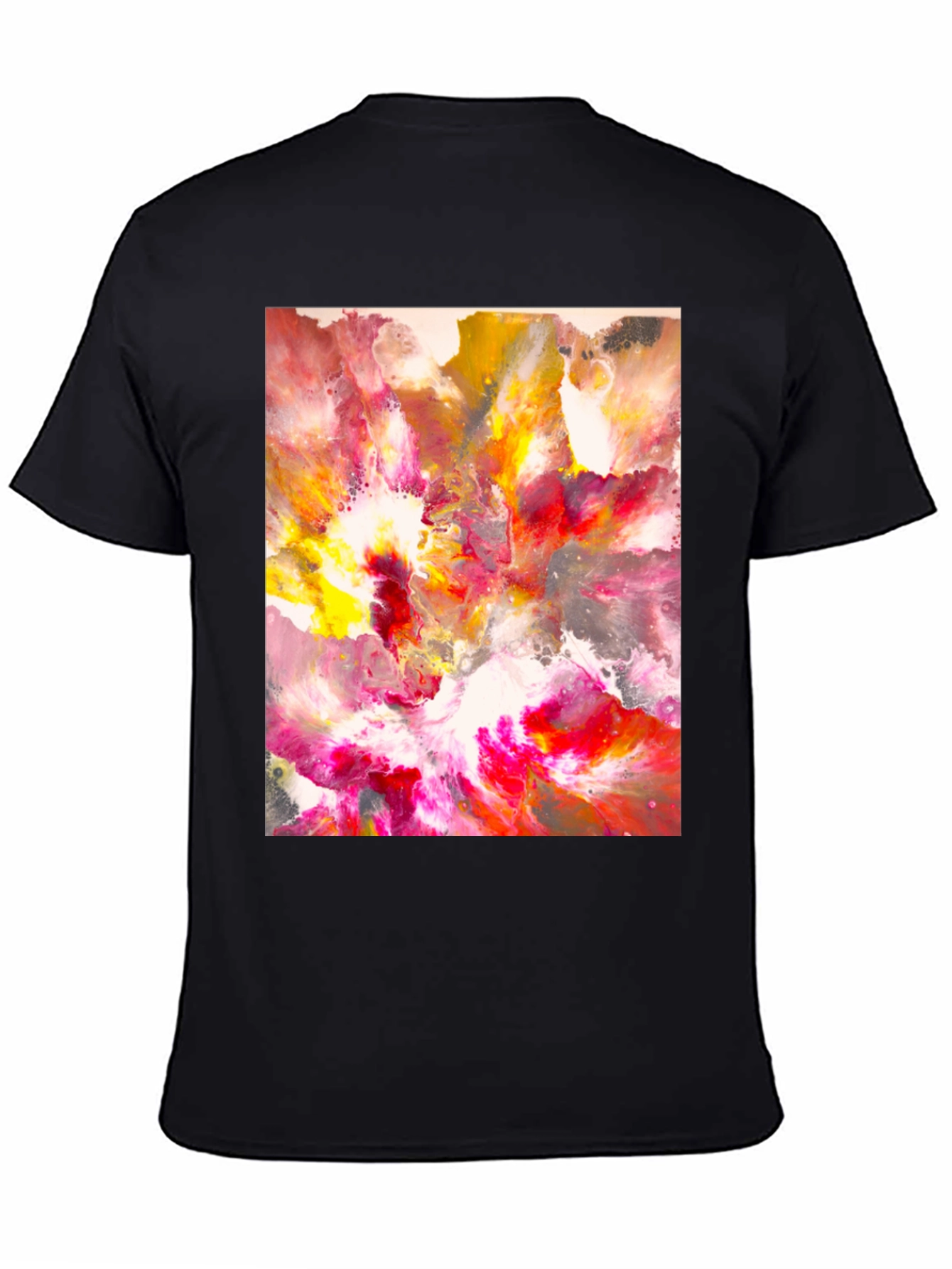 Black Abstract Art Tee - Vibrant Colors, Unique Design view 4
