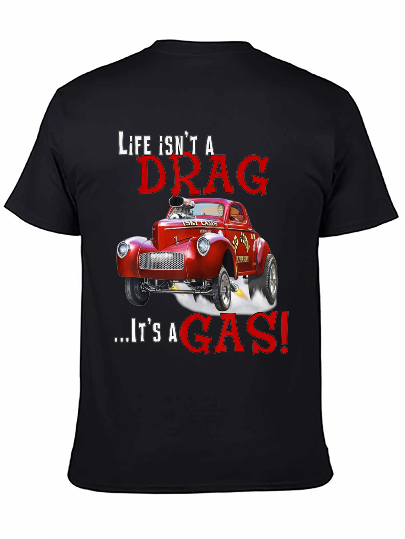 Black Life Isn't a Drag T-Shirt: Hot Rod Design view 4