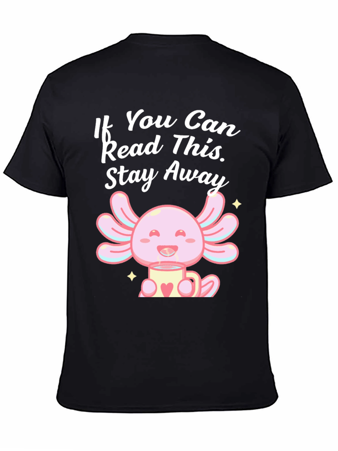 Black Axolotl "Stay Away" Graphic Tee - Black view 4