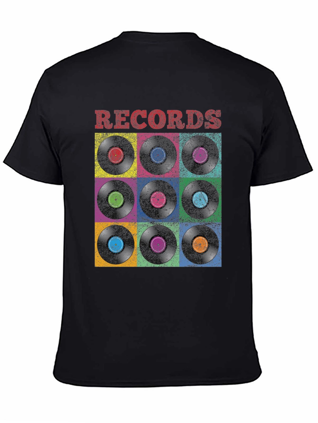 Black Retro Vinyl Record Graphic T-Shirt view 4