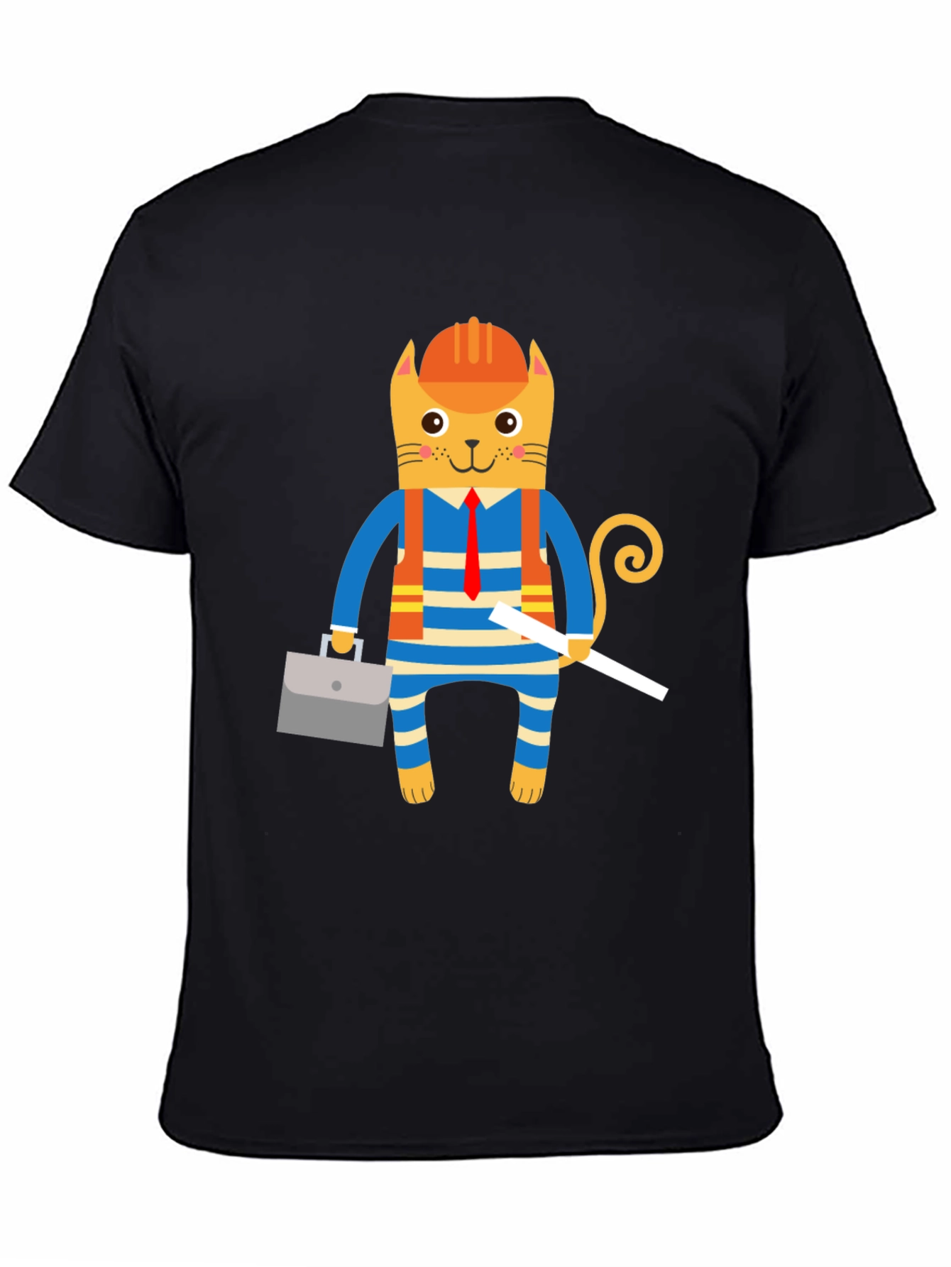 Black Construction Cat Tee view 4