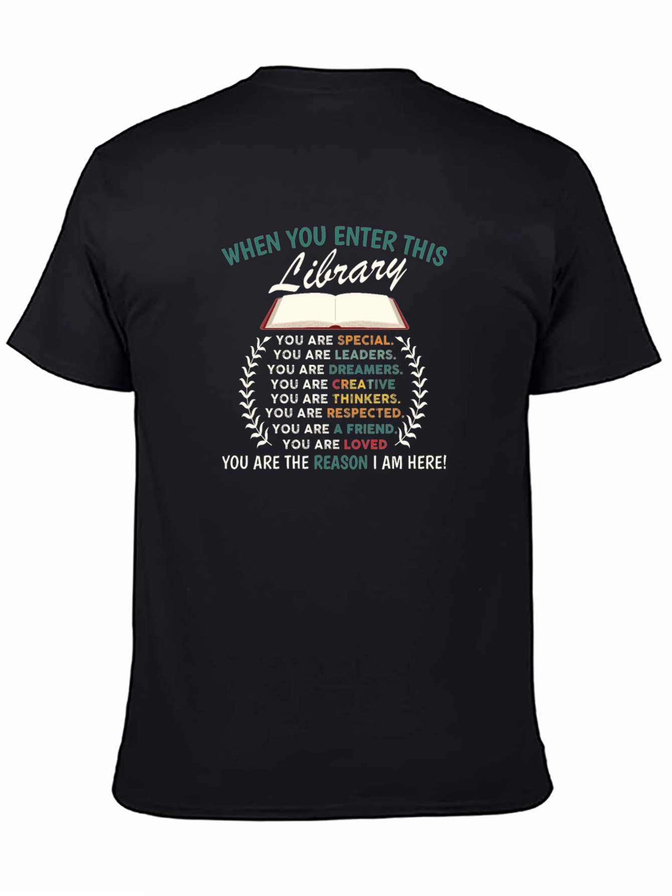 Black Library Enthusiast T-Shirt - Special, Loved, Respected view 4
