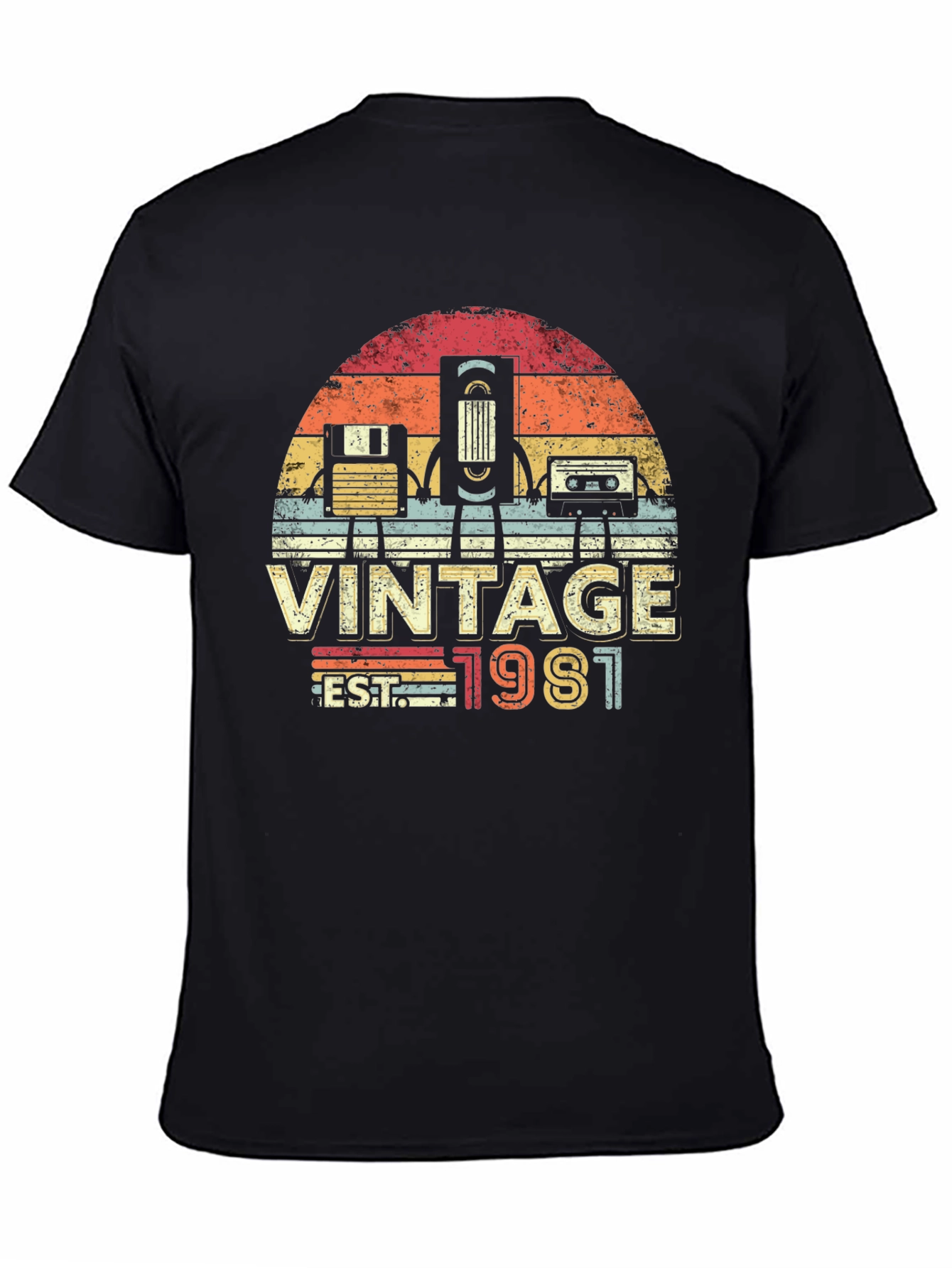 Black Vintage 1981 T-Shirt Retro Style view 4