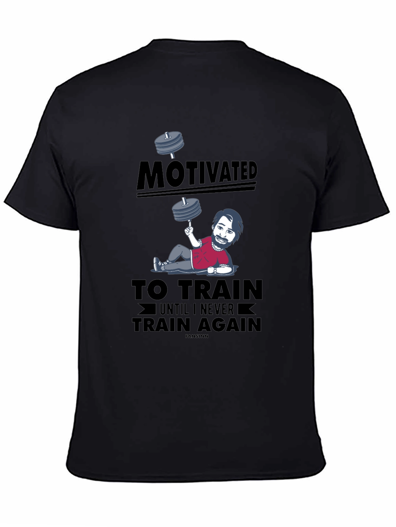 Black Motivated to Train Graphic Tee - Funny Workout Shirt view 4