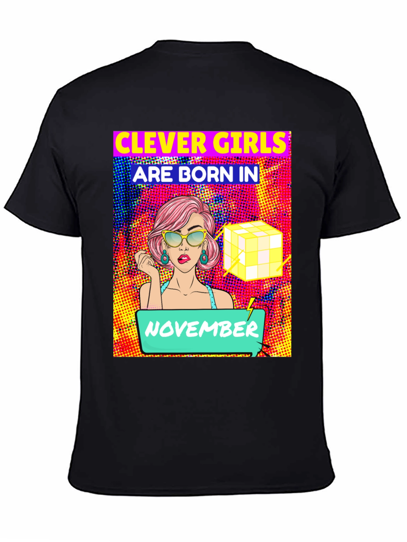 Black Clever Girls Born in November T-Shirt view 4