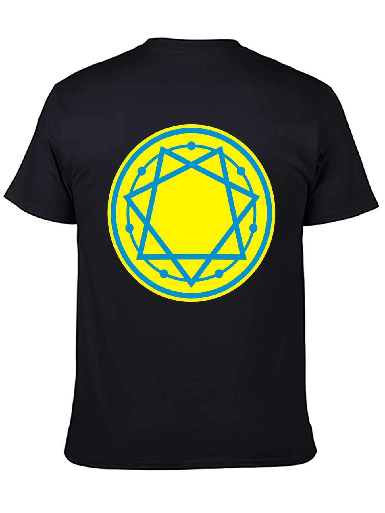 Black Geometric Symbol Tee - Black Cotton Blend T-Shirt view 4