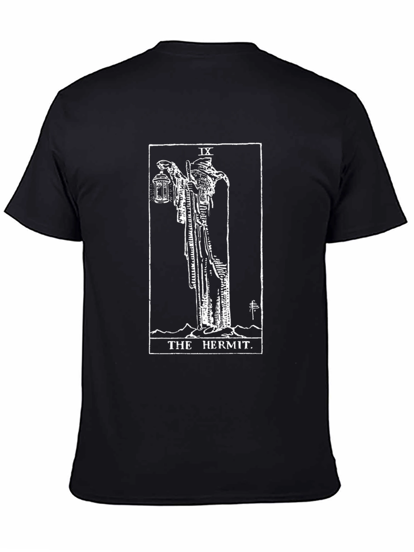 Black The Hermit Tarot Card Graphic T-Shirt - Black view 4