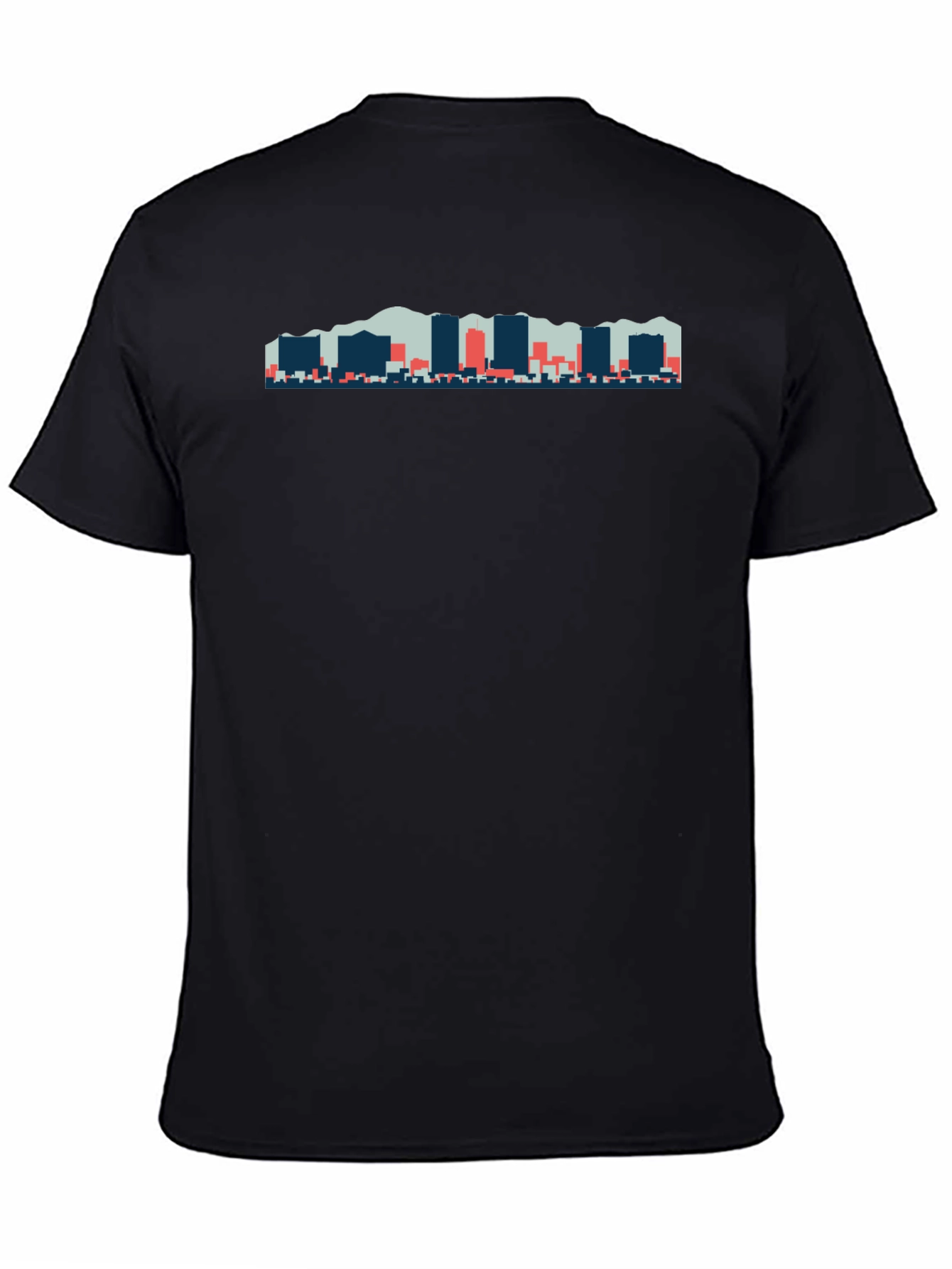 Black Abstract City Skyline T-Shirt view 4
