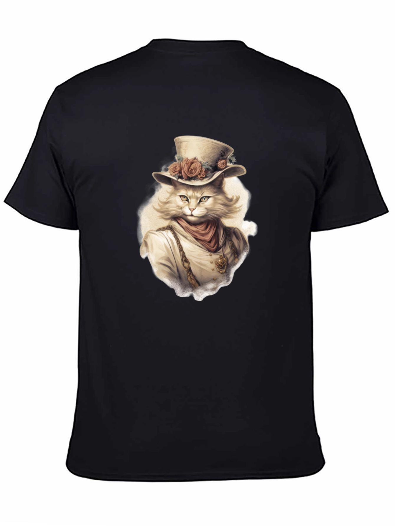 Black Steampunk Cat Graphic Tee - Unique Design view 4