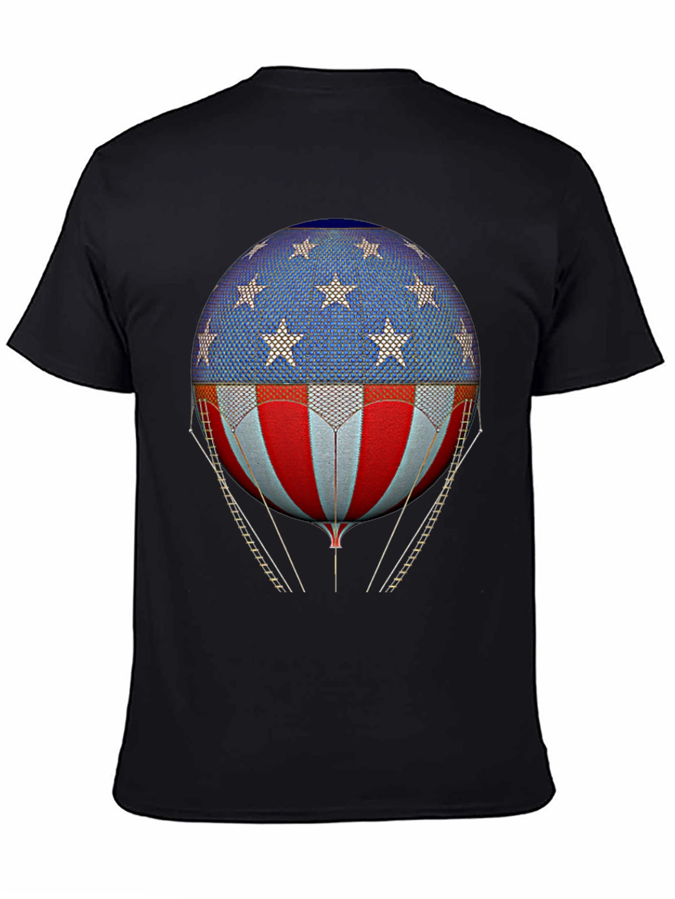 Black American Flag Hot Air Balloon Graphic Tee view 4