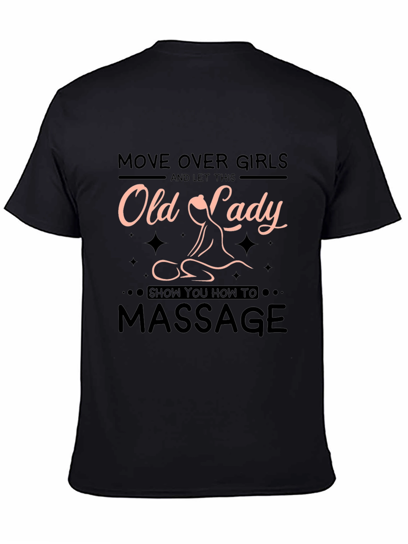 Black Old Lady Massage T-Shirt - Funny Novelty Tee view 4