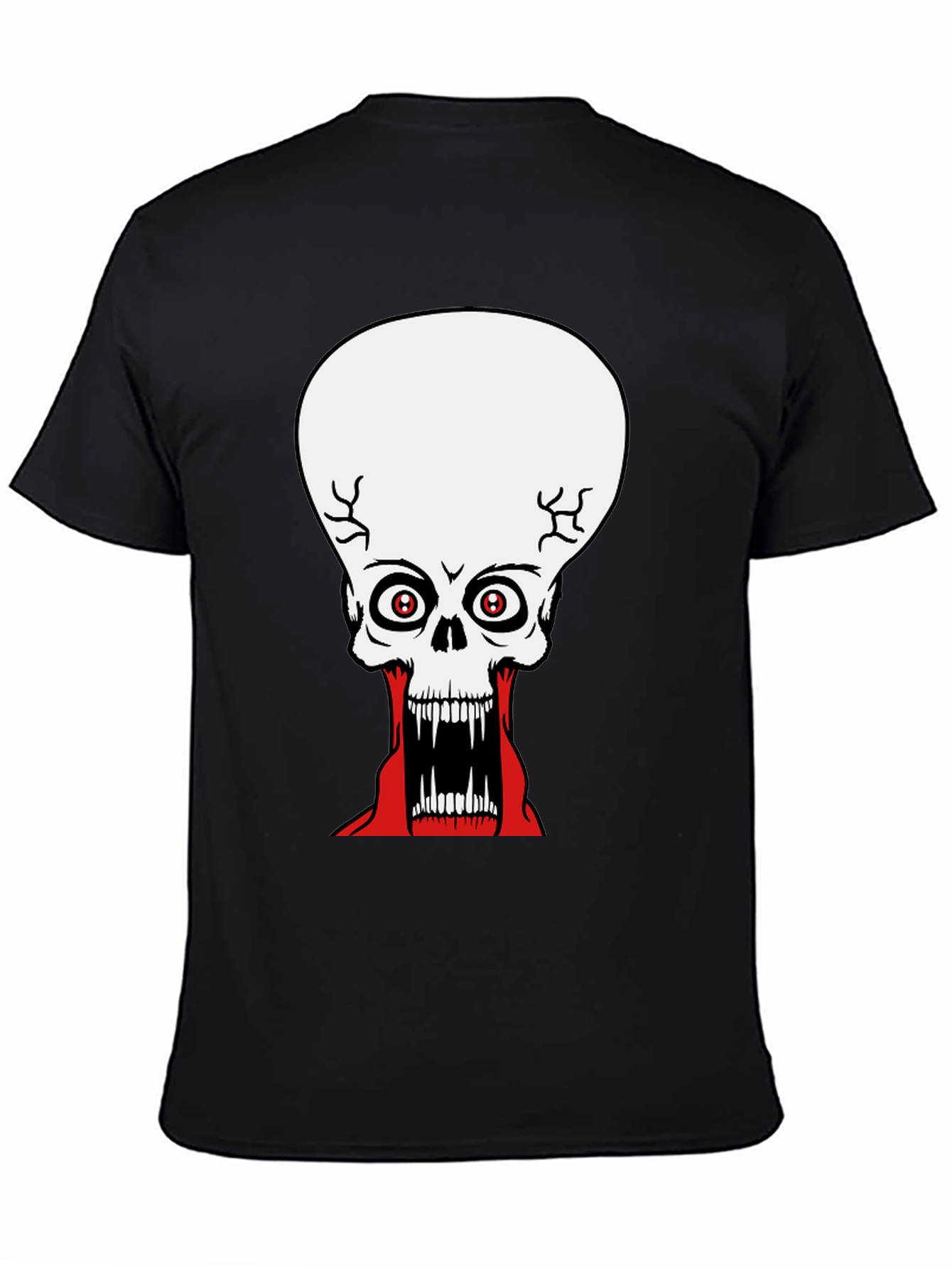 Black Creepy Skull Graphic Print Black T-Shirt view 4