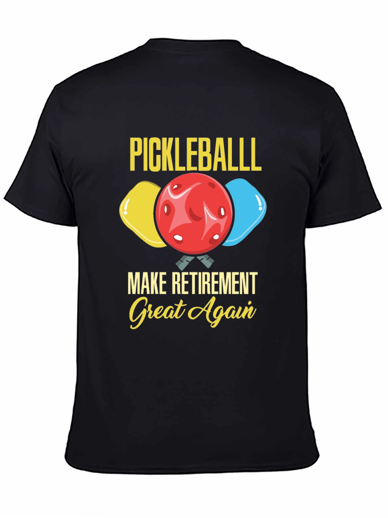 Black Pickleball Retirement T-Shirt view 4