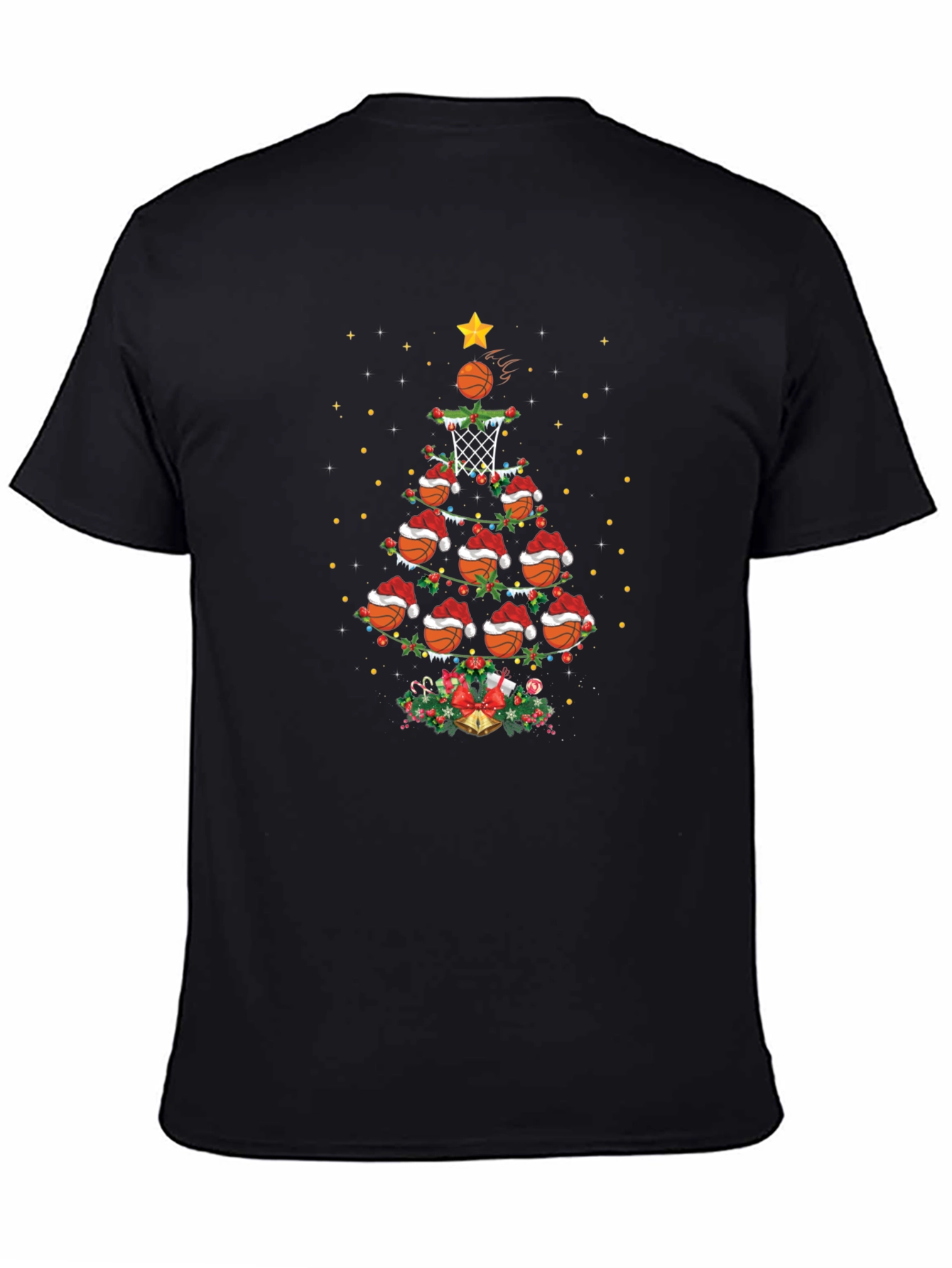Basketball Christmas Tree Graphic T-Shirt - 4