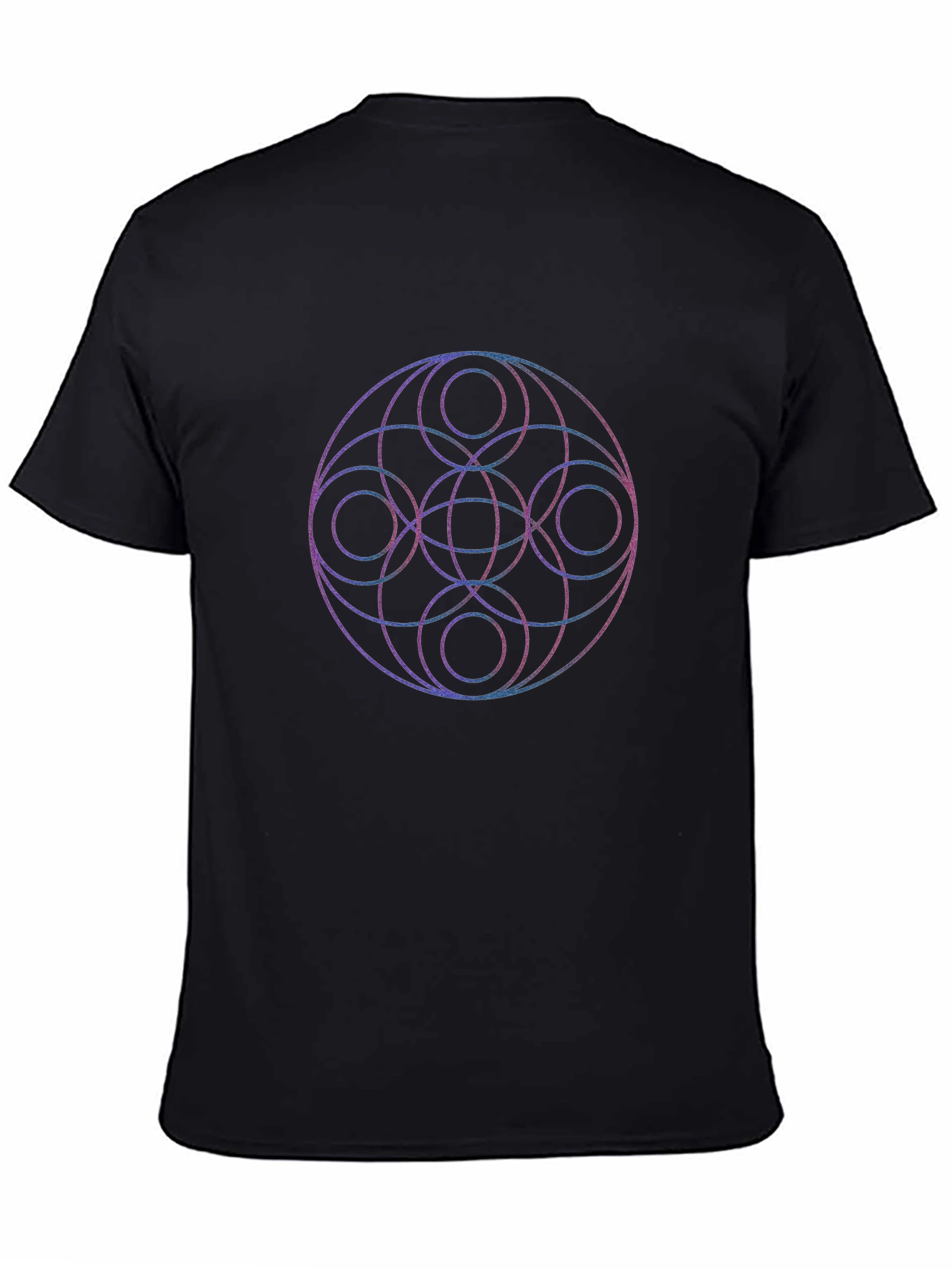Black Geometric Circle Print Black T-Shirt view 4