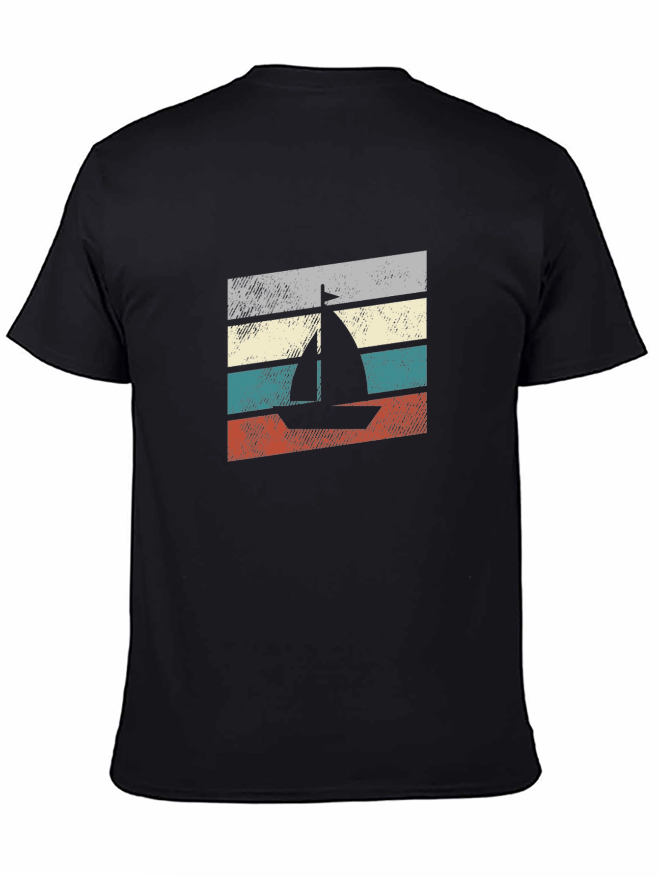 Black Retro Sailboat Graphic T-Shirt - Vintage Style Tee view 4