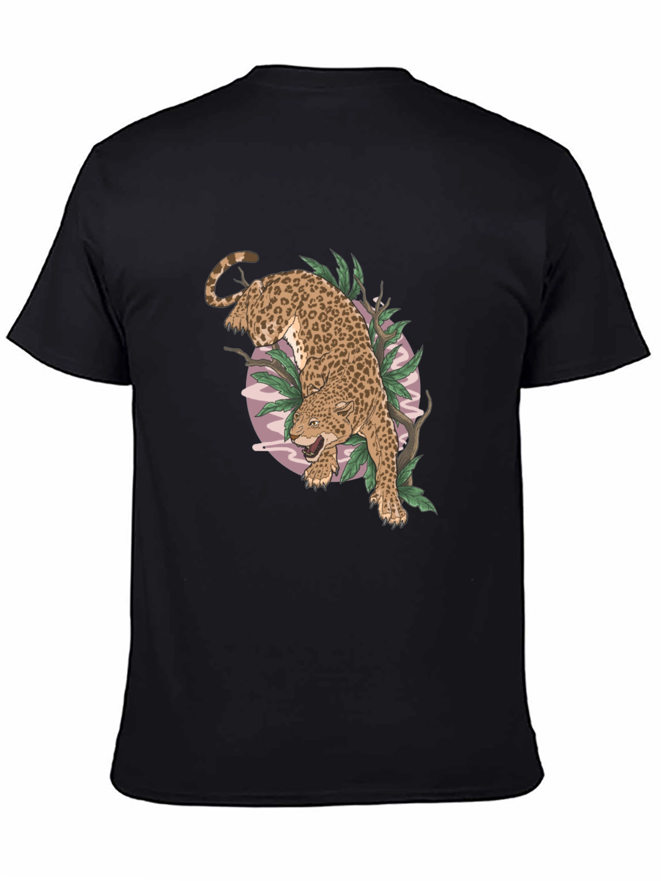 Black Leopard Graphic Print Black T-Shirt view 4