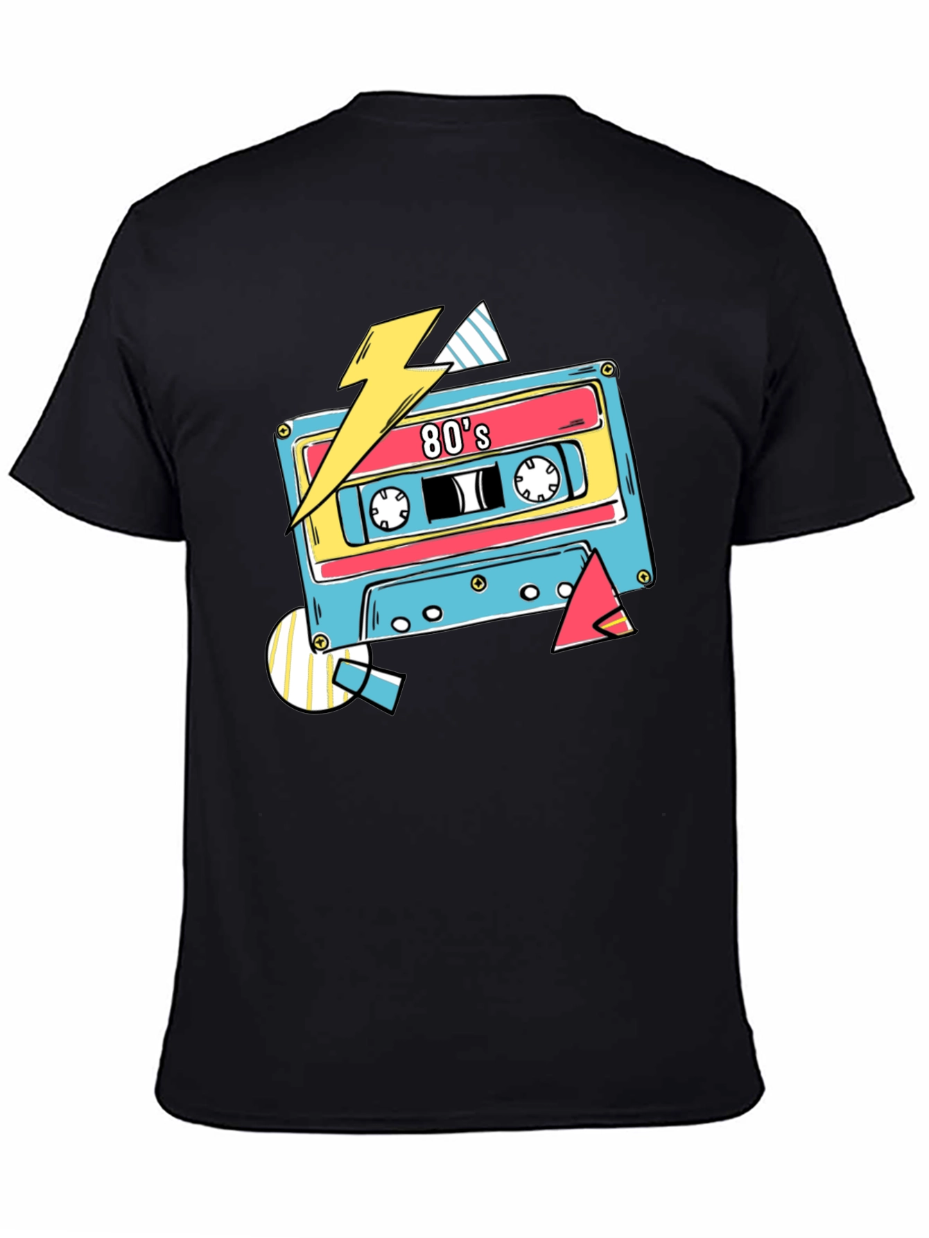 Black Retro 80's Cassette Tape Graphic T-Shirt view 4