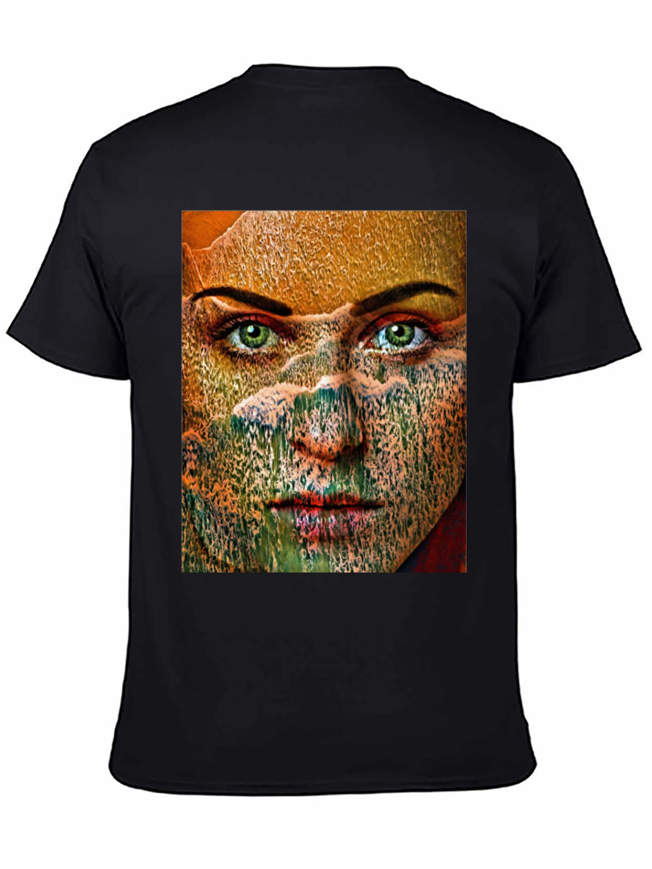 Black Abstract Woman Graphic Print Black T-Shirt view 4