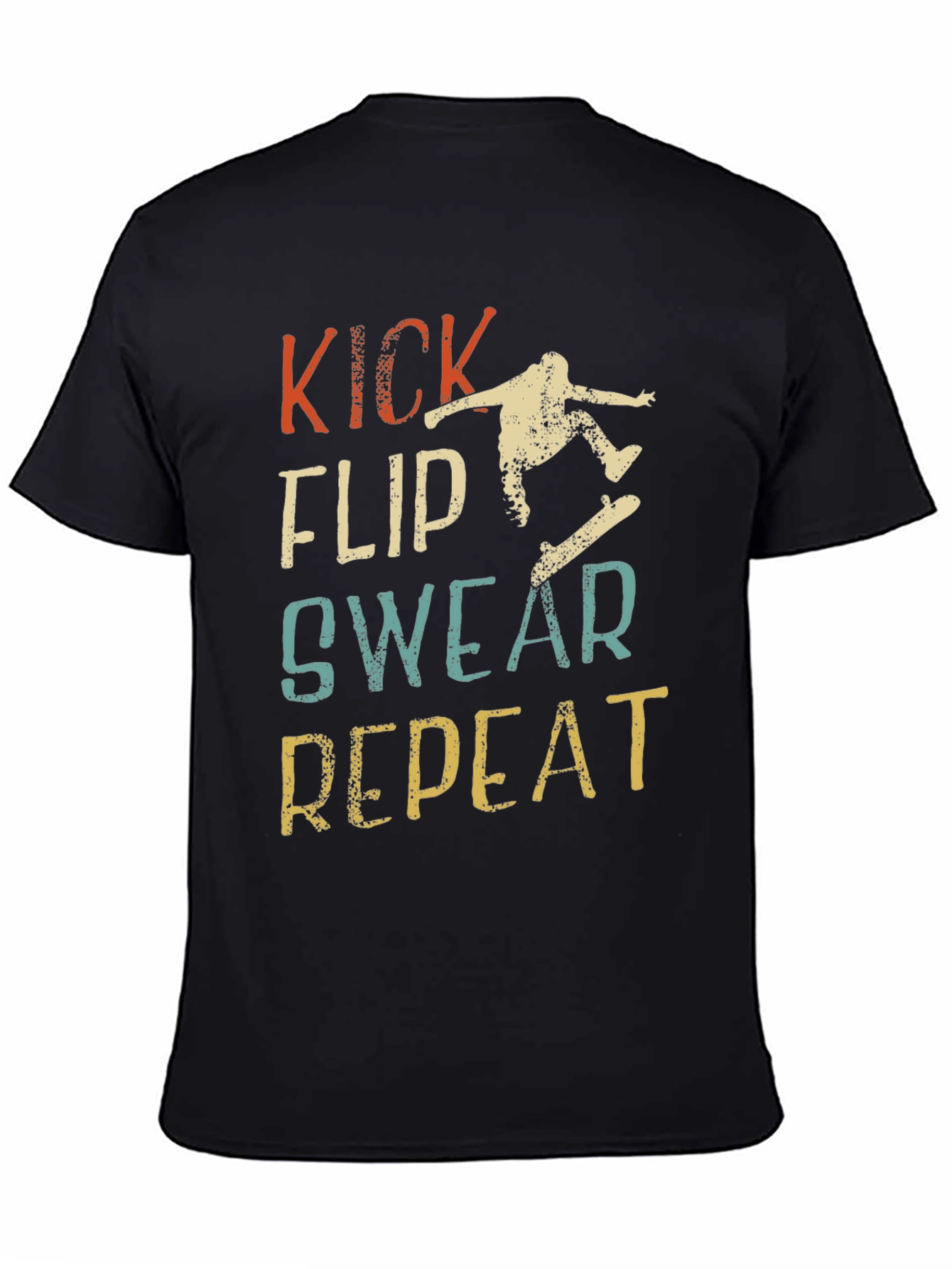 Black Kick Flip Swear Repeat Graphic T-Shirt view 4
