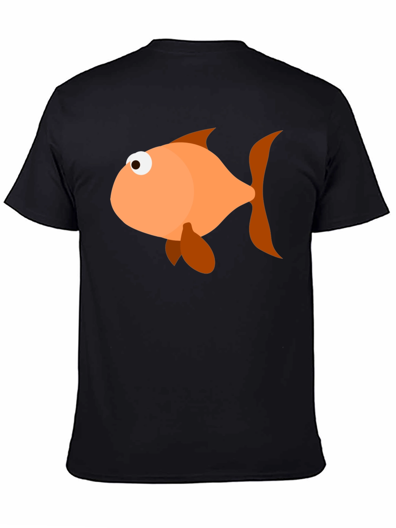 Black Funny Fish Graphic T-Shirt - Black Cotton Blend view 4