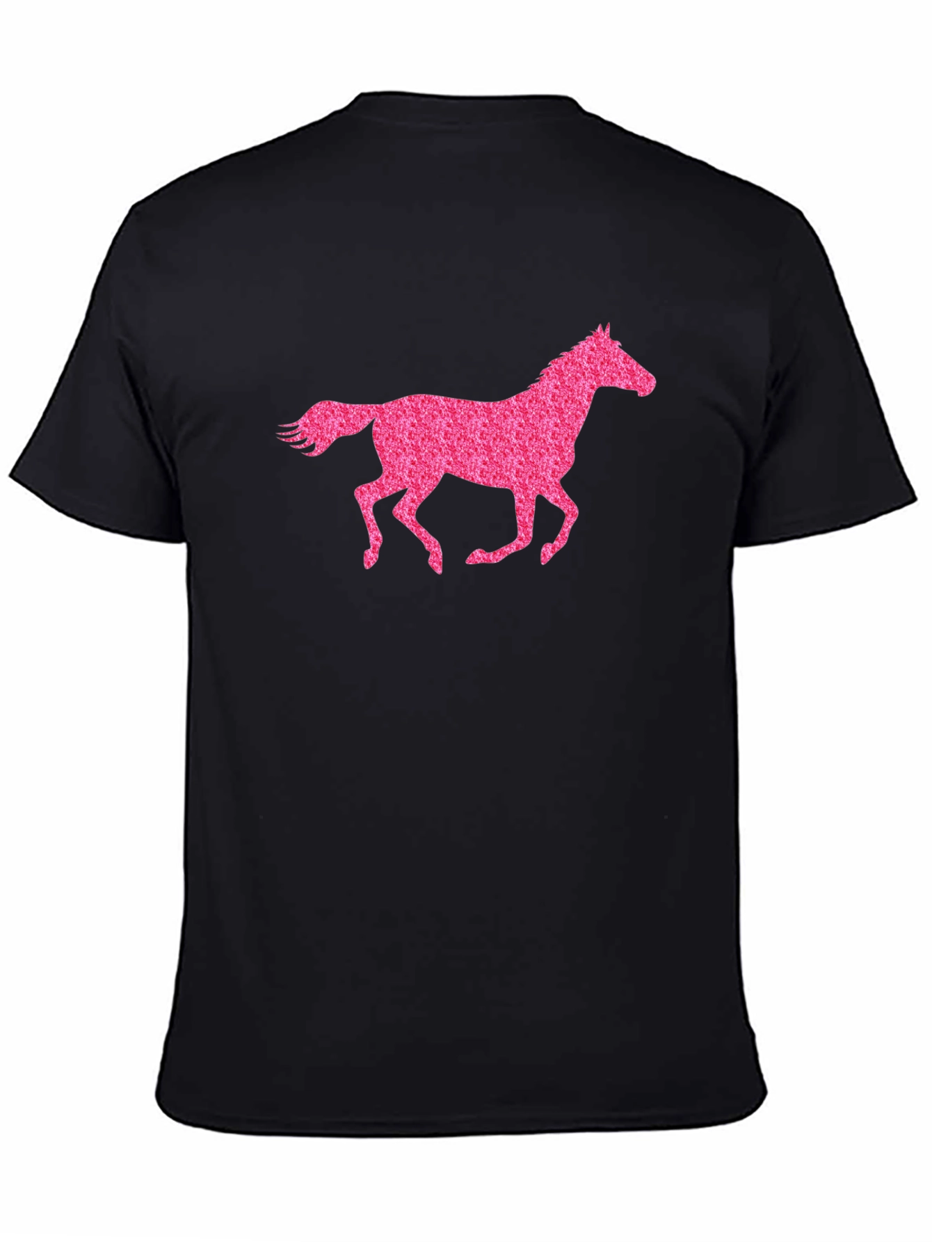 Black Black T-Shirt with Pink Horse Graphic view 4