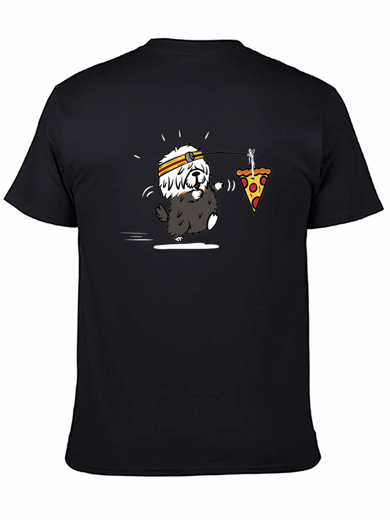 Black Funny Pizza Dog T-Shirt view 4