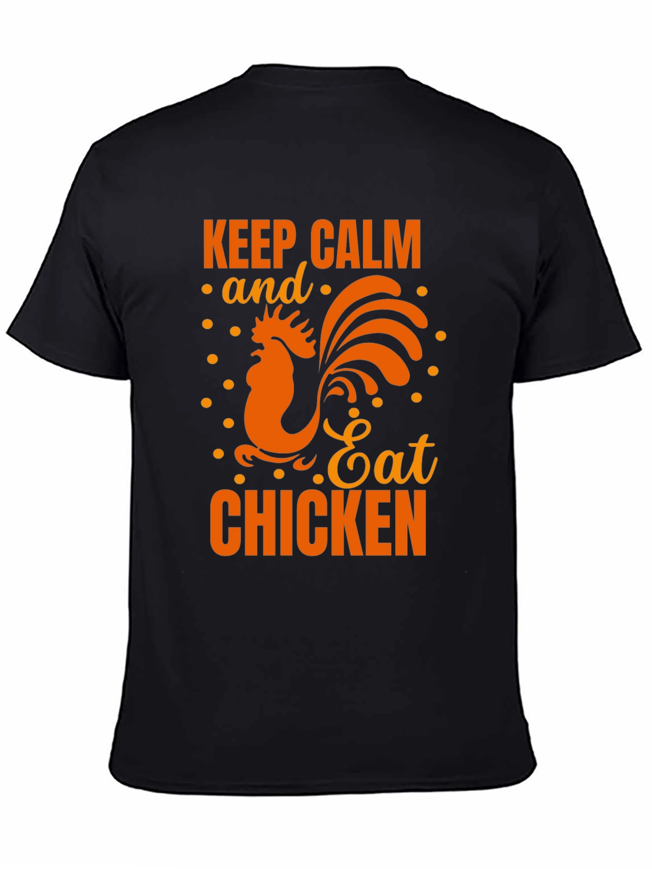 Black Keep Calm Eat Chicken Black Graphic T-Shirt view 4