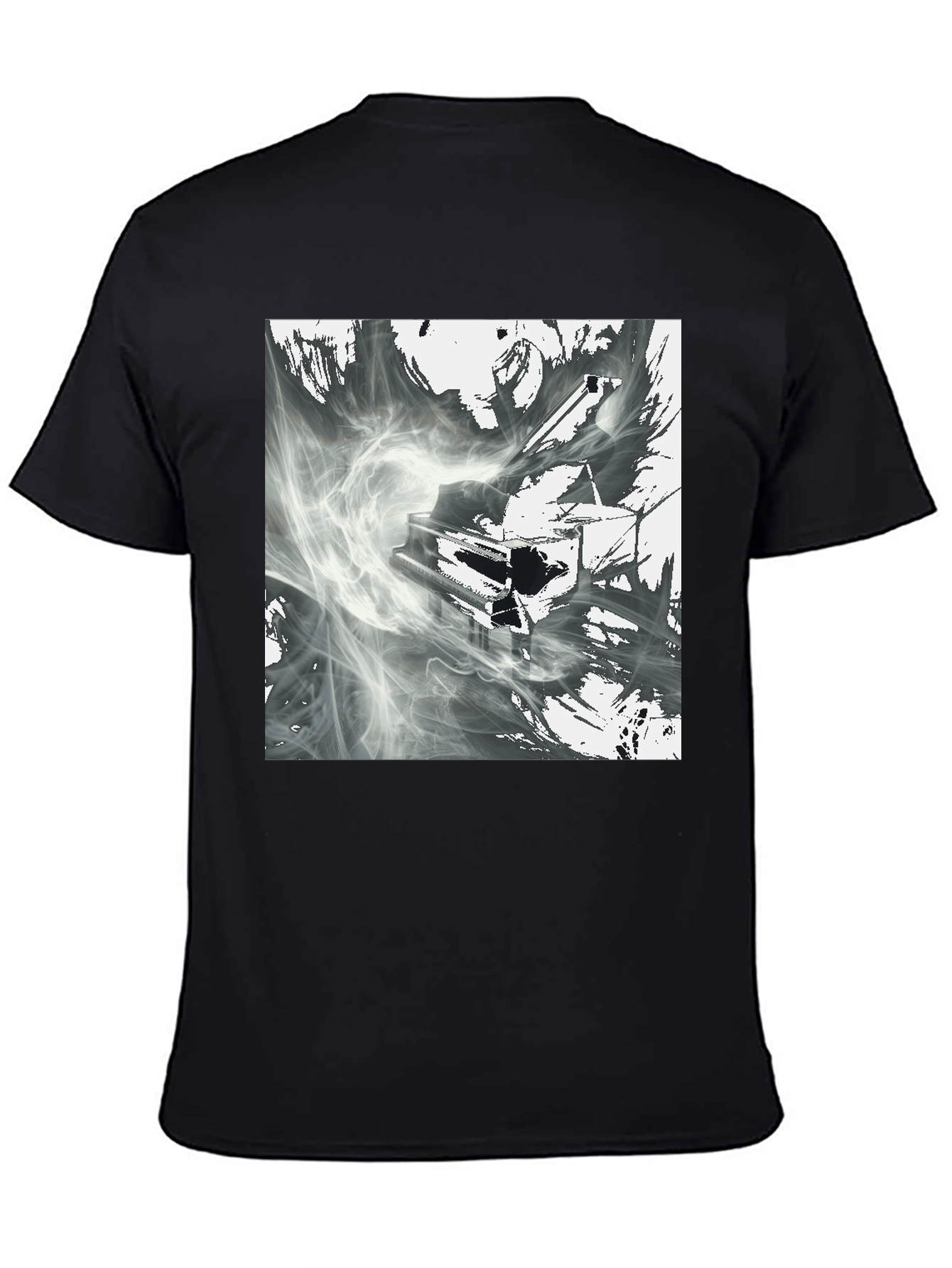 Black Abstract Piano T-Shirt - Artistic Graphic Tee view 4