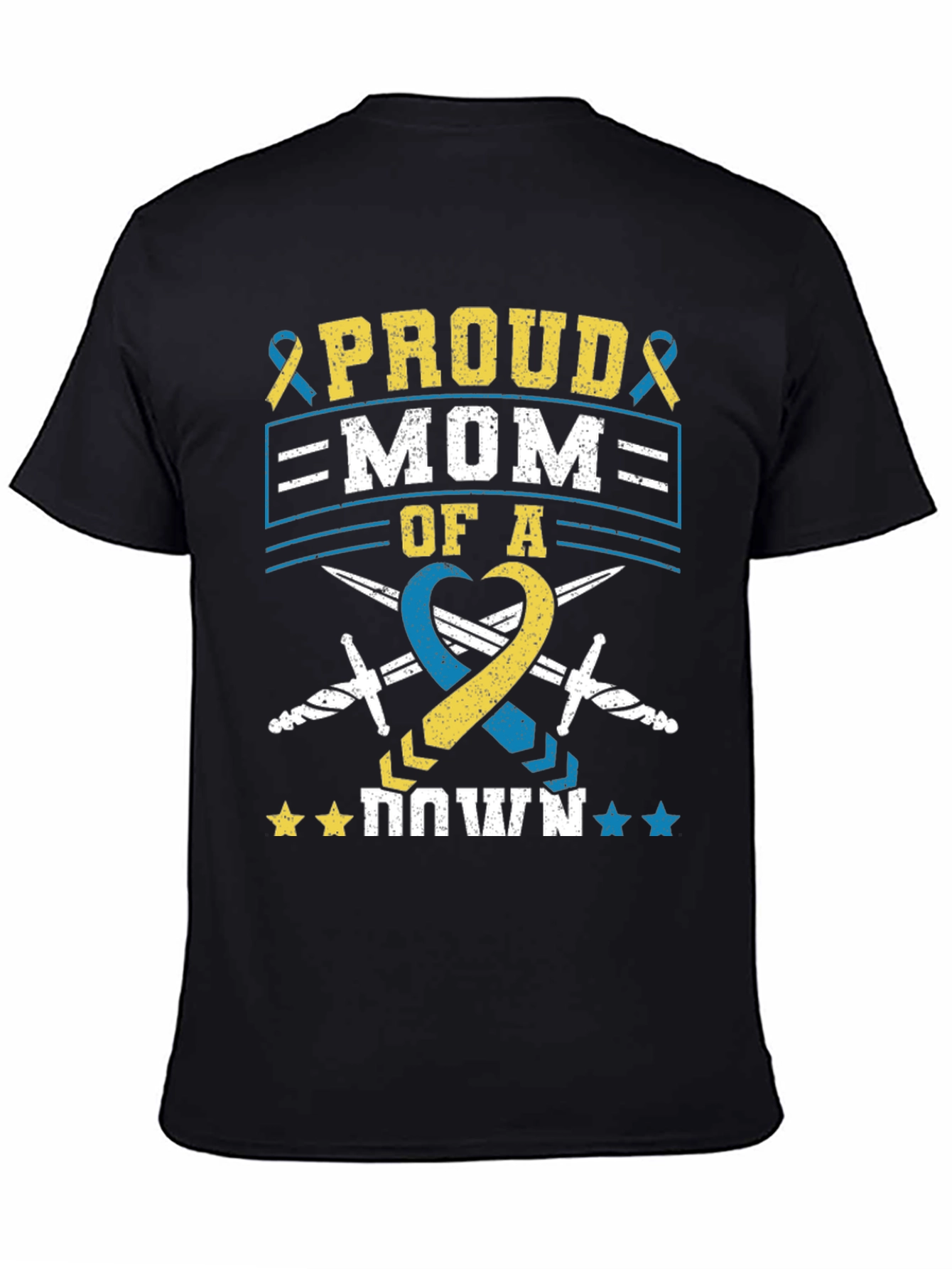 Black Proud Mom of a Down Syndrome Awareness T-Shirt view 4