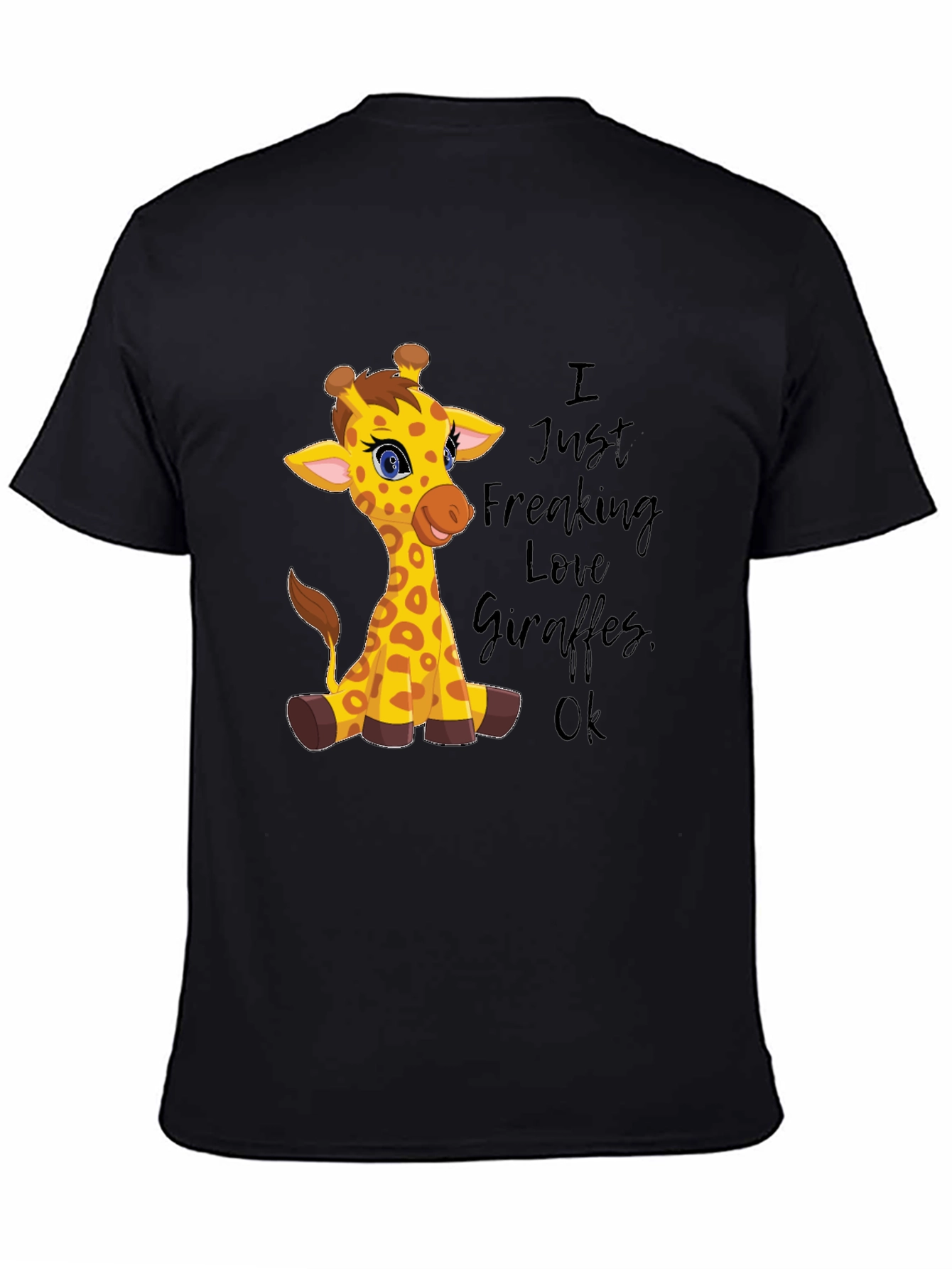 Black I Love Giraffes Graphic Tee - Unisex Black T-Shirt view 4