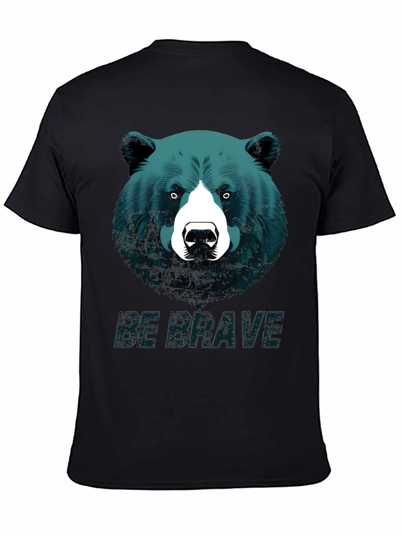 Black Be Brave Bear Graphic Tee - Black Unisex T-Shirt view 4