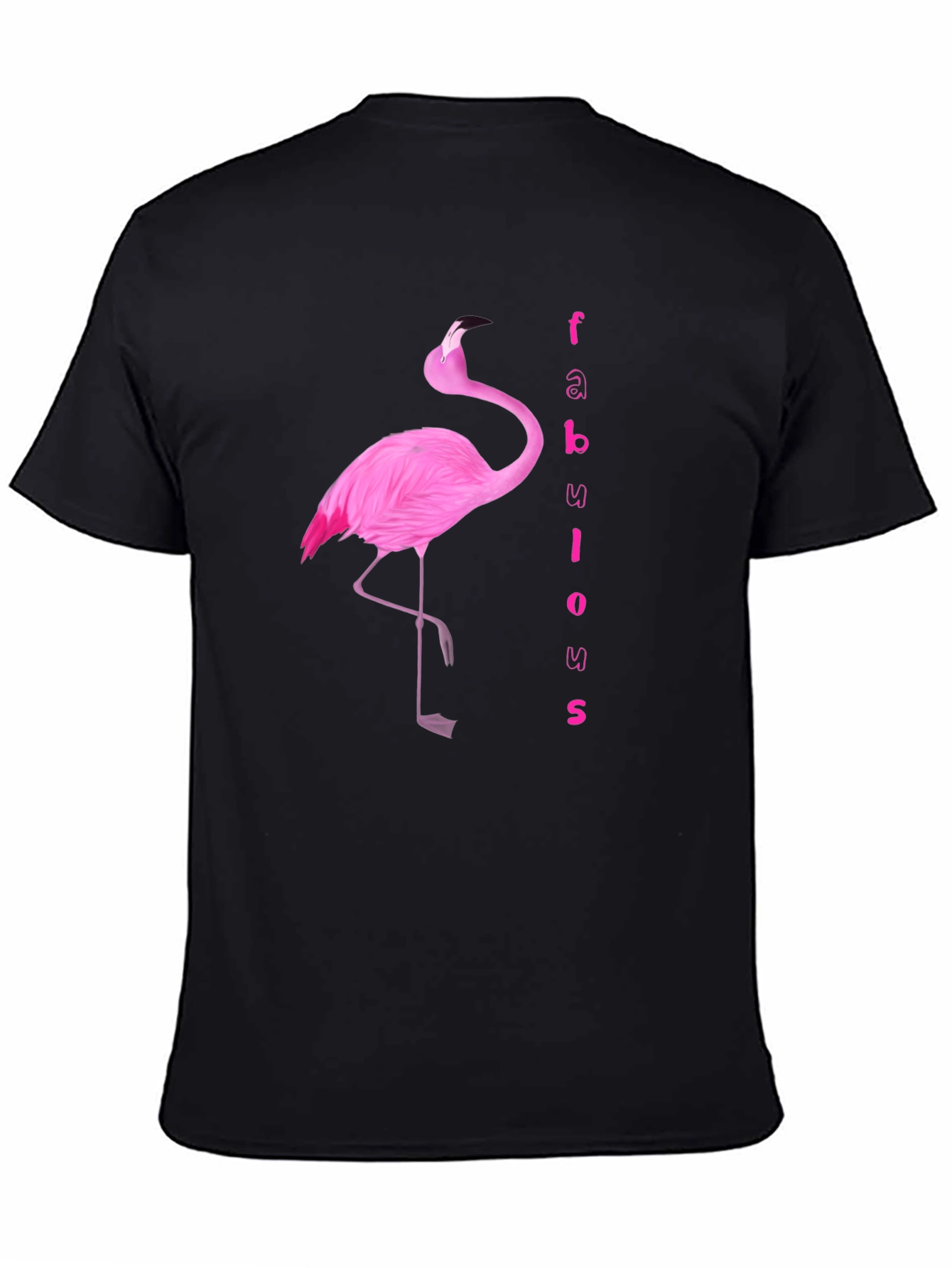Black Fabulous Flamingo Graphic Tee - Black Cotton T-Shirt view 4